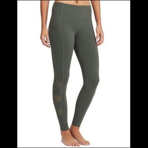 Athleta Olive Green Leggings with Mesh, XS